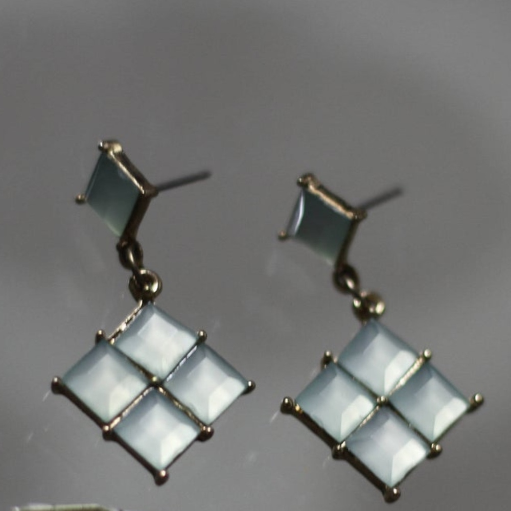 Blue Triangular Earrings - image 1